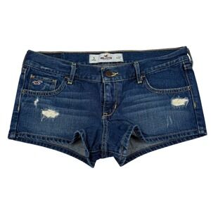 VTG Y2K Hollister Ultra Low Rise Distressed Micro Mini Shorts Sz 5 W27 2"